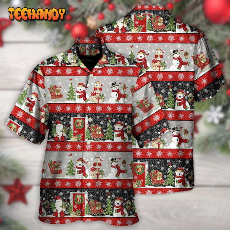 Christmas Santa Claus And Snowman Happy Xmas Hawaiian Shirt