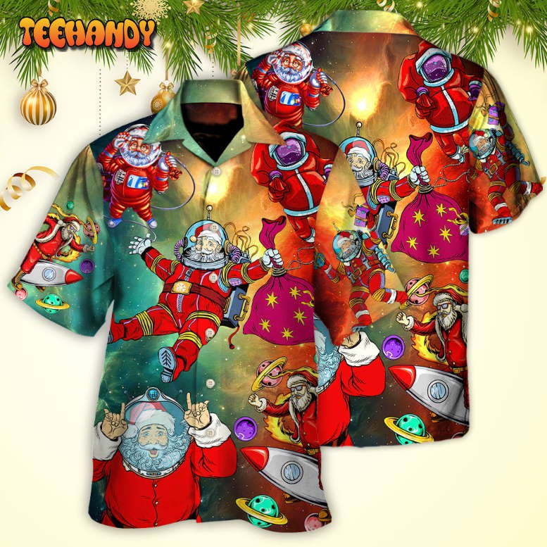 Christmas Santa Claus Astronaut Story In The Galaxy Hawaiian Shirt