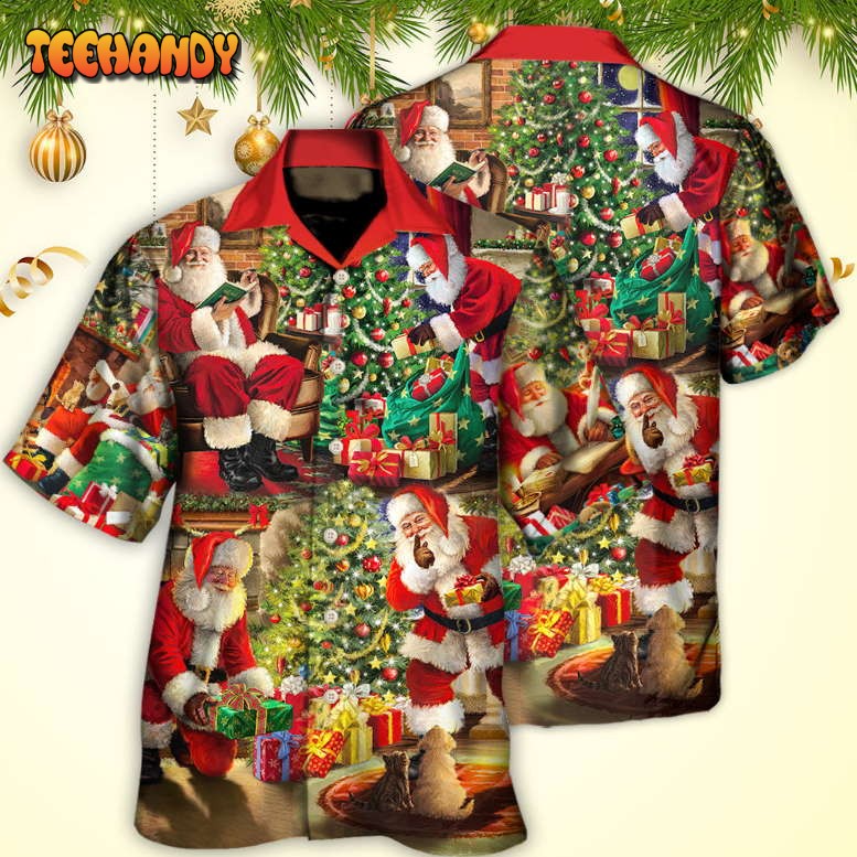 Christmas Santa Claus Story Gift For Xmas Painting Style Hawaiian Shirt