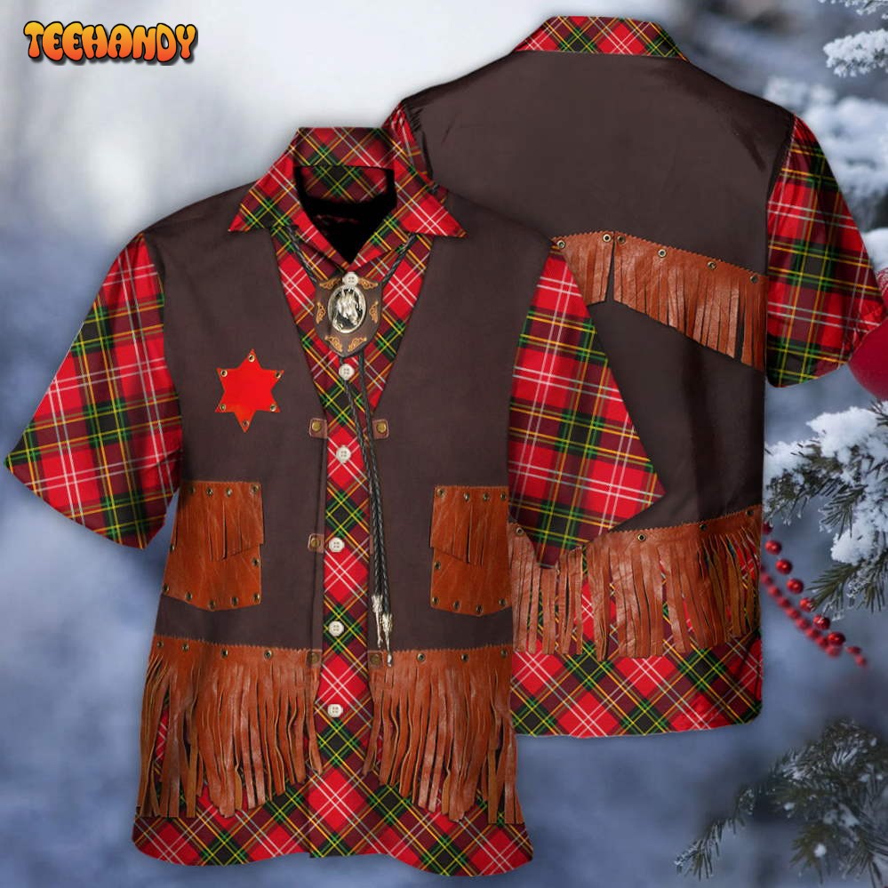 Christmas Santa Cowboy Vintage Style Hawaiian Shirt