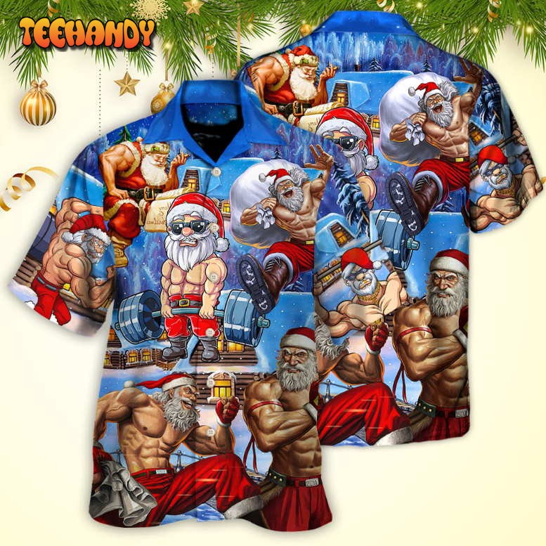 Christmas Santa Weightlifting Christmas Fitness Gym Hawaiian Shirt