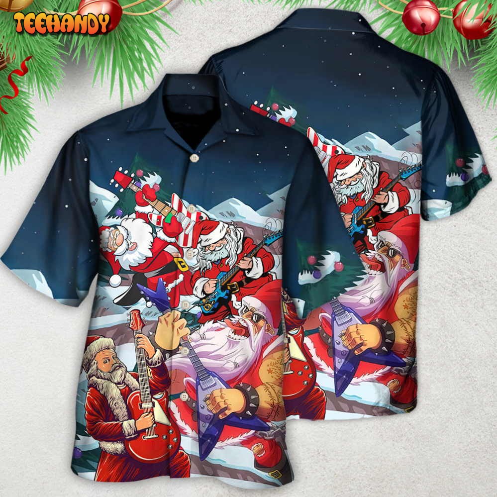 Christmas Santa With Electric Guitar Hawaiian Shirt