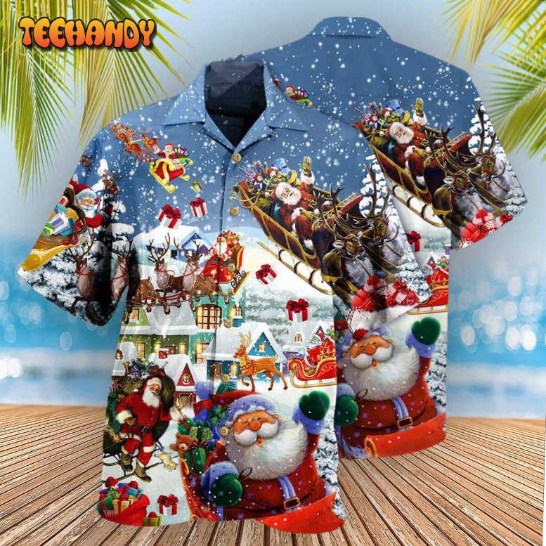 Christmas Say Hi From Santa’s Sleigh Snow Hawaiian Shirt