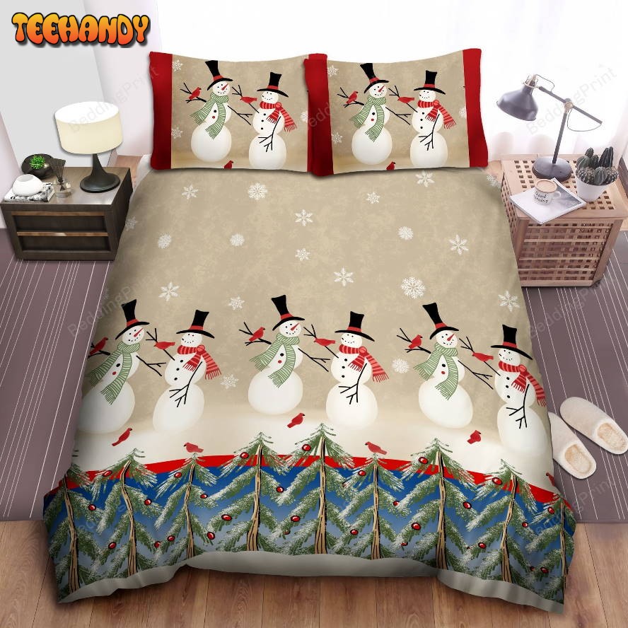 Christmas Snowman Duvet Cover Bedding Set X-Mas Holidays Festive Winter Gifts