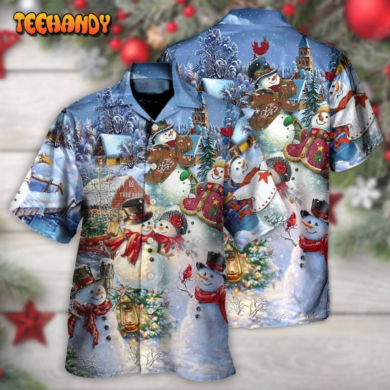 Christmas Snowman Lover Happy Couple Snowman Hawaiian Shirt