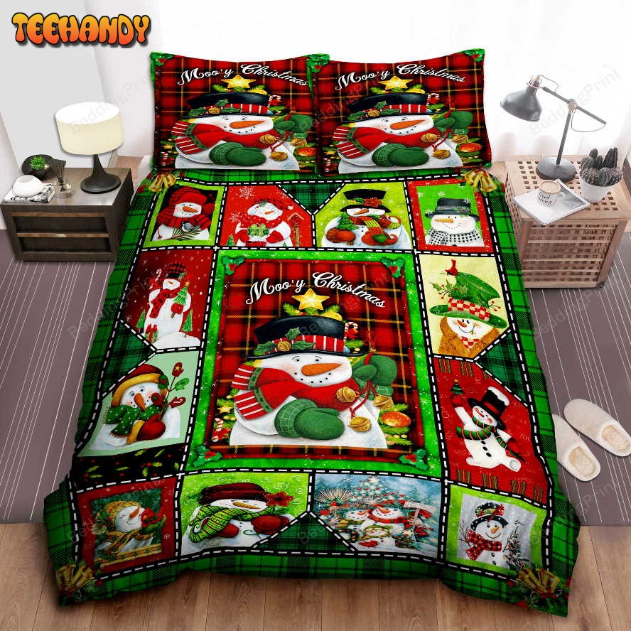 Christmas Snowman Merry Christmas Bed Sheets Duvet Cover Bedding Sets