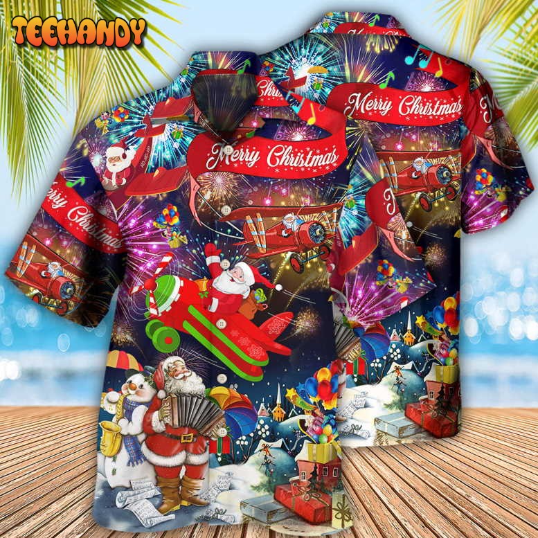 Christmas Spreading Plane With Santa Claus Hawaiian Shirt