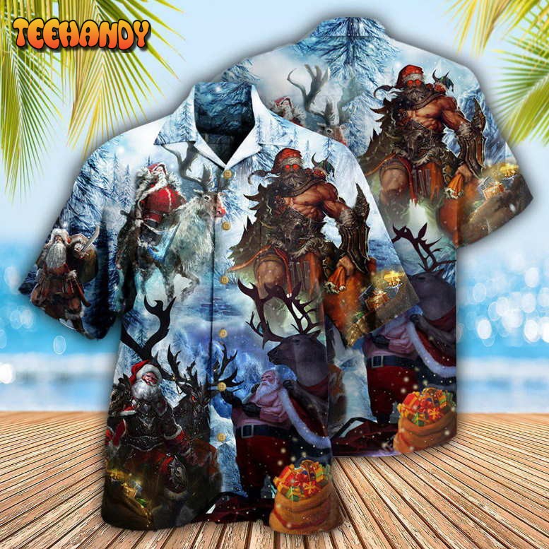 Christmas Stay Cool Santa Claus Reindeer Hawaiian Shirt