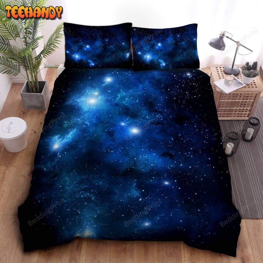 Clearly Printed Dark Blue Galaxy Bed Sheets Duvet Cover Bedding Sets