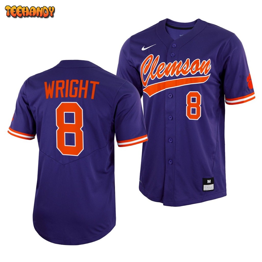 Clemson Tigers Blake Wright College Baseball Jersey Purple