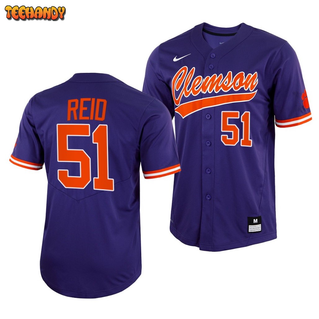 Clemson Tigers Rocco Reid College Baseball Jersey Purple