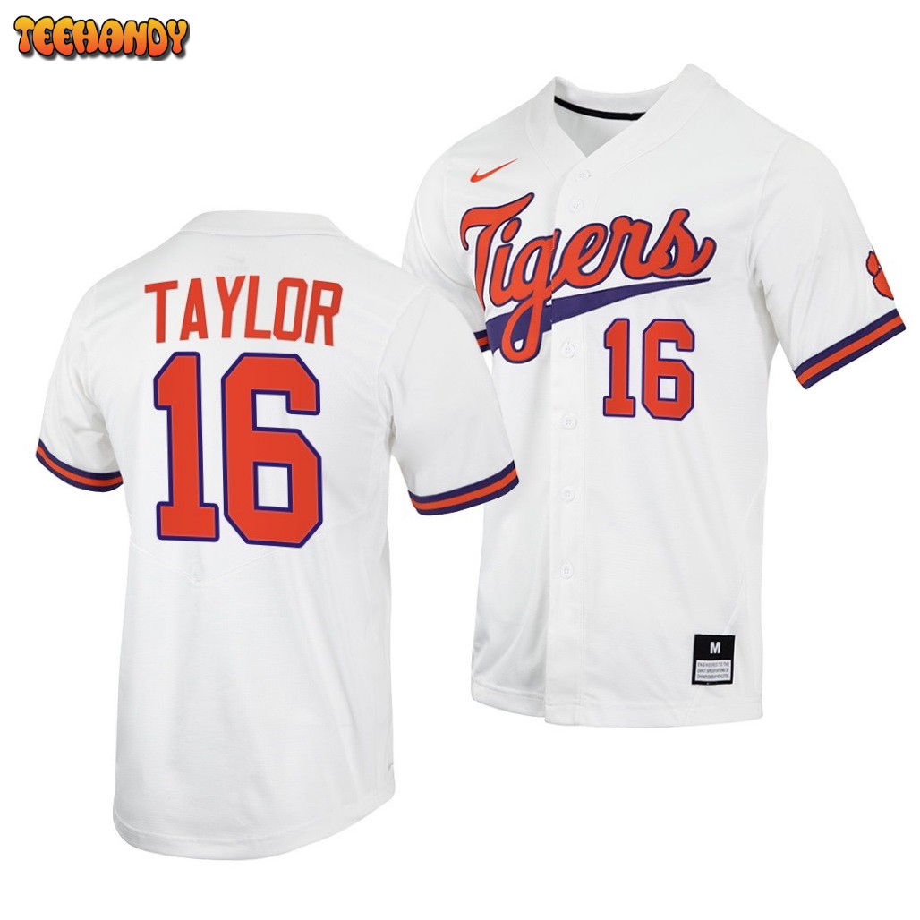 Clemson Tigers Will Taylor College Baseball Jersey White