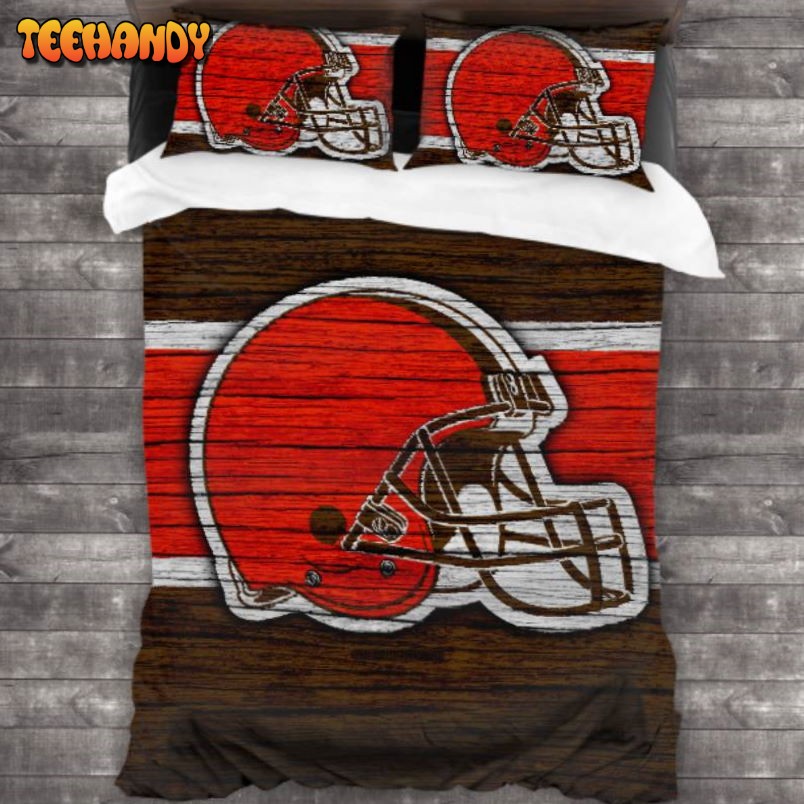 Cleveland Browns Logo Bedding Set 3PCS Duvet Cover Pillowcases Comforter Cover