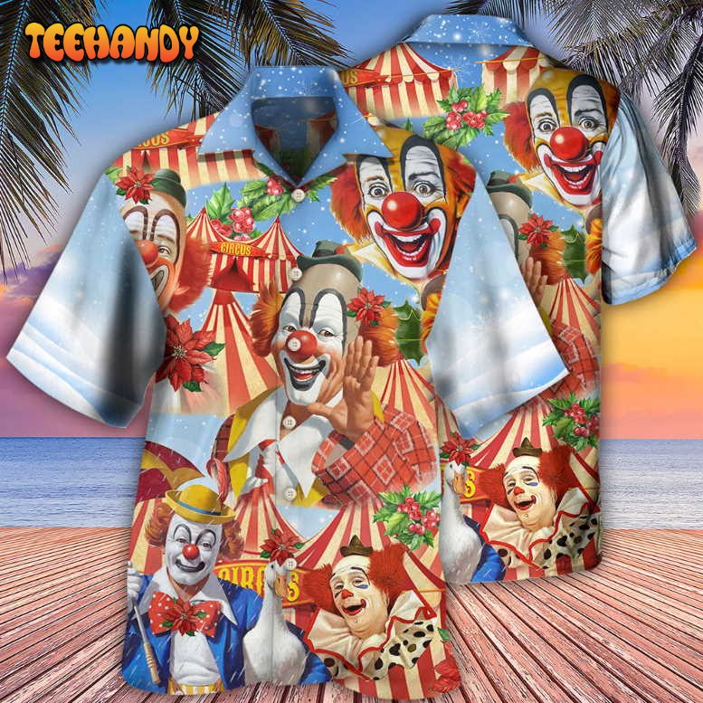 Clown Merry Christmas Flowers Hawaiian Shirt