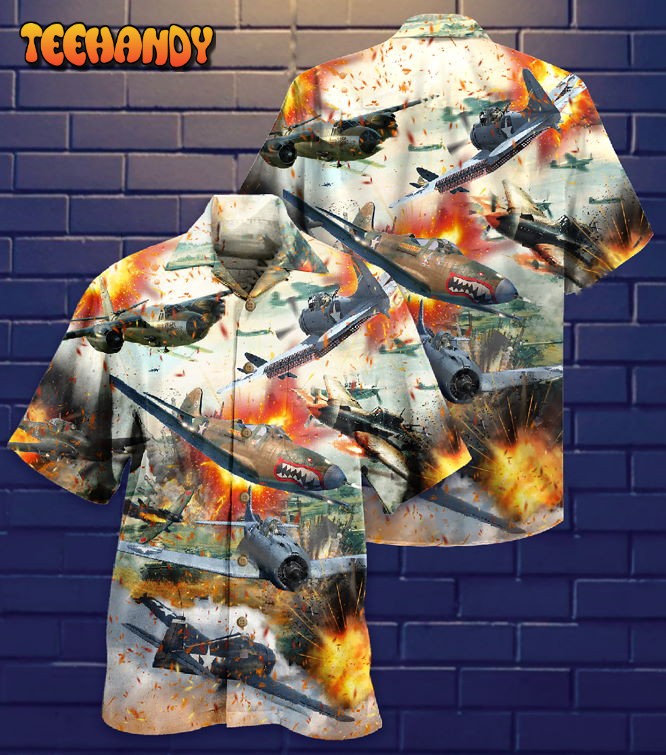 Combat Aircraft Fire War Hawaiian Shirt