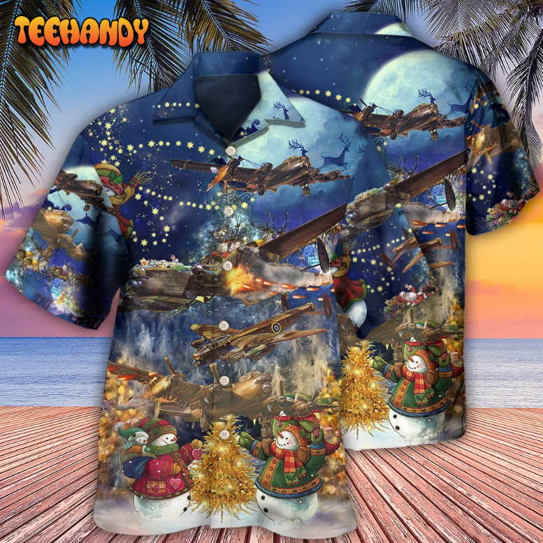 Combat Aircraft Merry Christmas Night Hawaiian Shirt