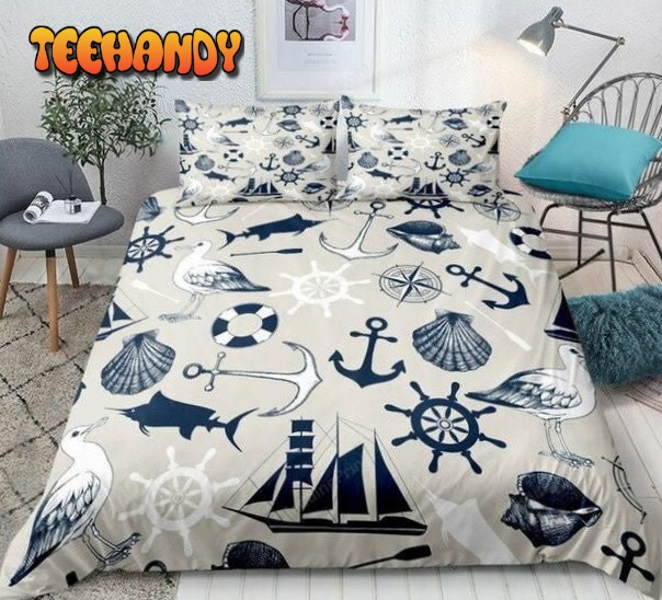 Compass Shell Sailboat Bed Sheets Duvet Cover Bedding Sets