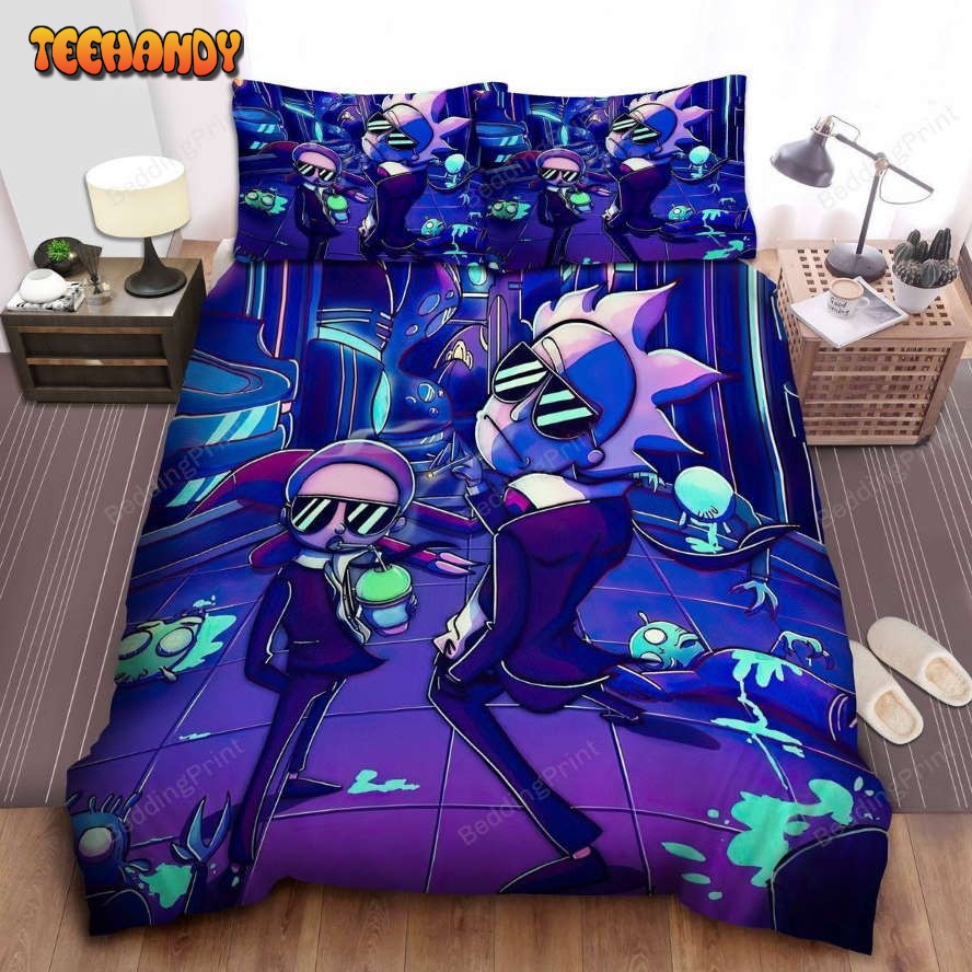 Cool Rick And Morty Men In Black Bed Sheets Duvet Cover Bedding Sets