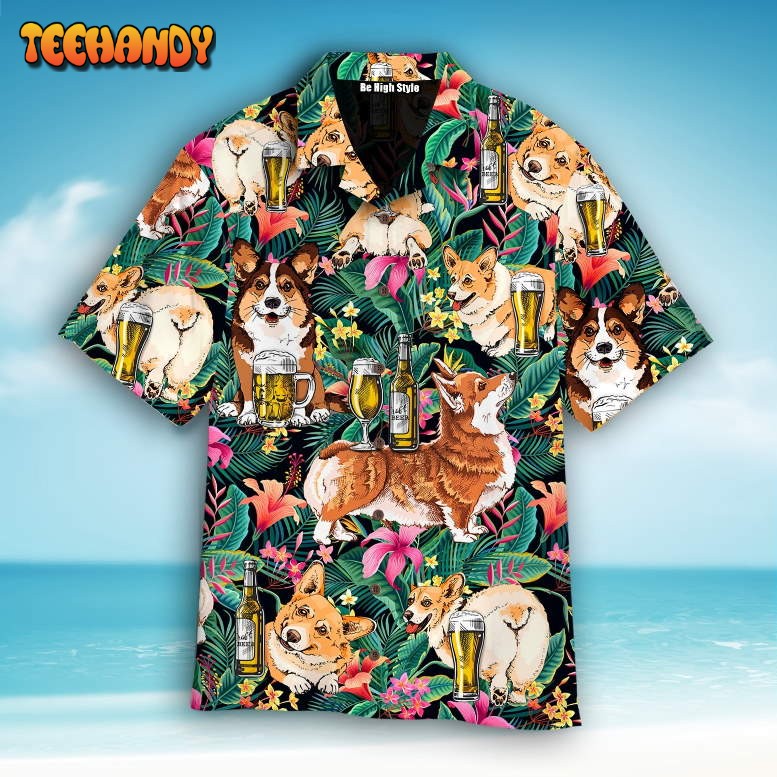 Corgi Dog Drink Beer Hawaiian Shirt