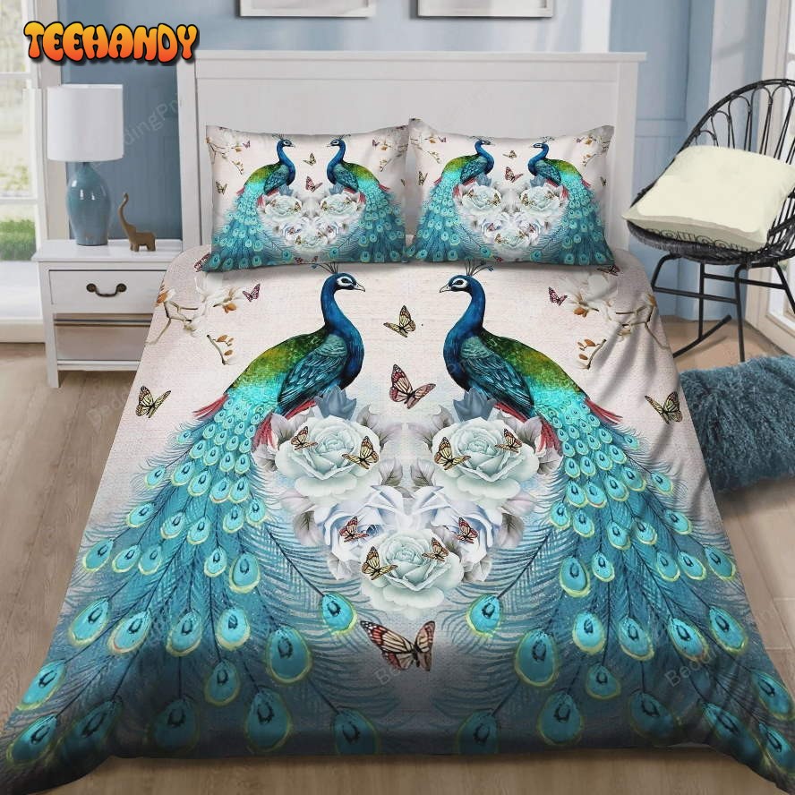 Couple Of Peacock And Flower Bed Sheets Duvet Cover Bedding Sets