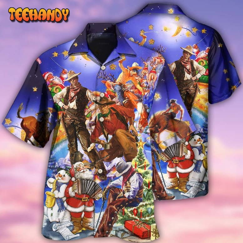 Cowboy Happy And Merry Christmas Hawaiian Shirt