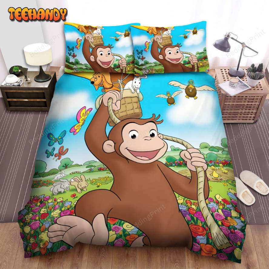 Curious George Ep Swings Into Spring Bed Sheets Spread Duvet Cover Bedding Sets