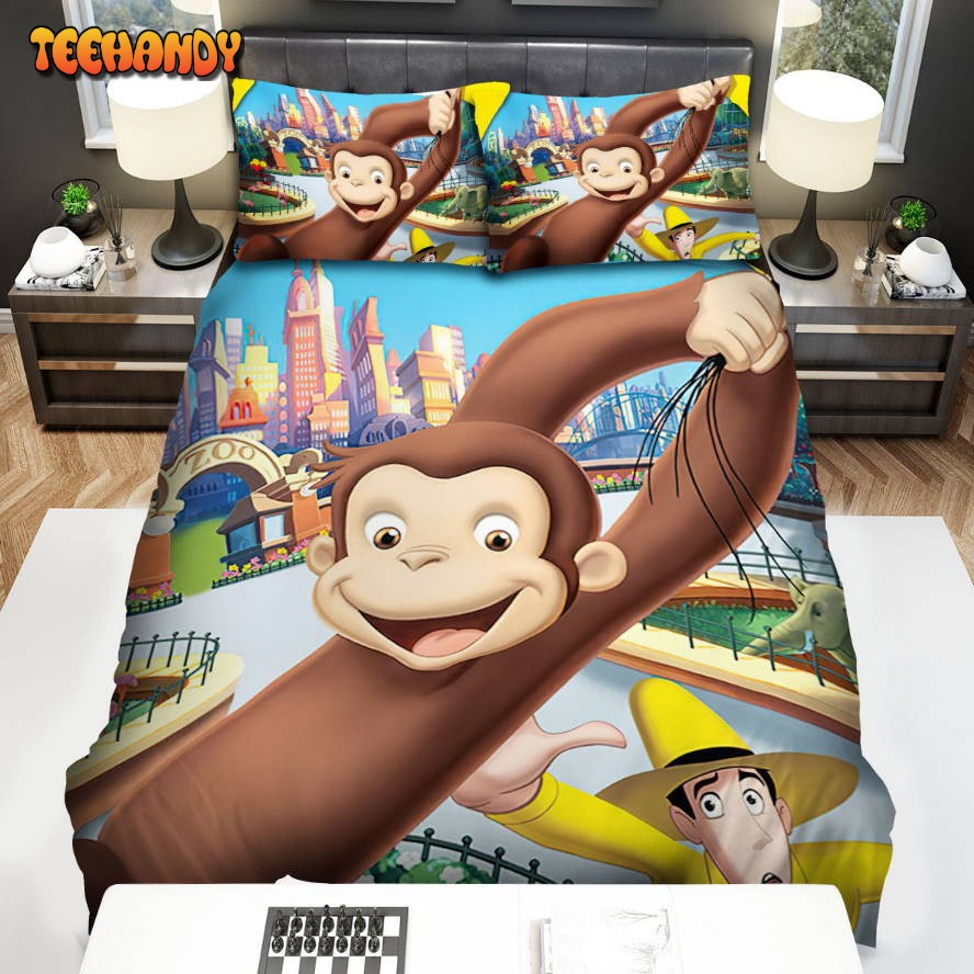 Curious George Flying Up To The Sky Bed Sheets Spread Duvet Cover Bedding Sets