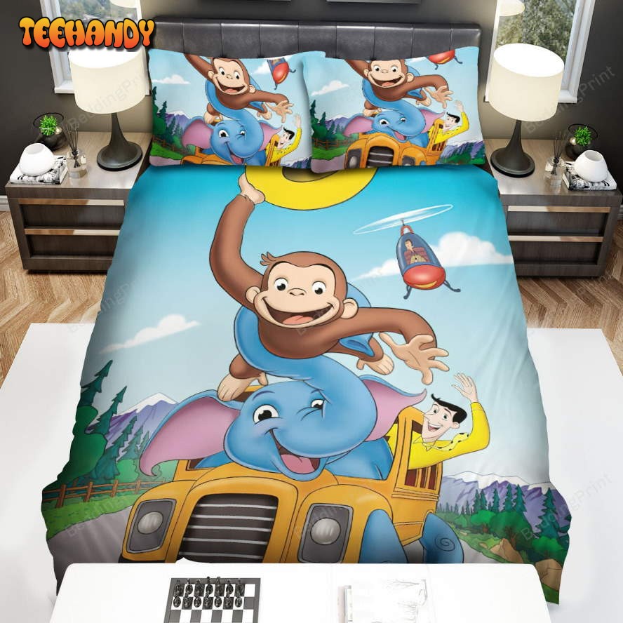 Curious George Having Fun With Friends Spread Duvet Cover Bedding Sets