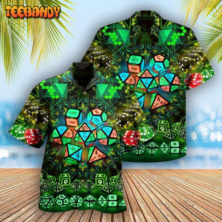 D20 Glowing Kaleidoscope Dice Hawaiian Shirt