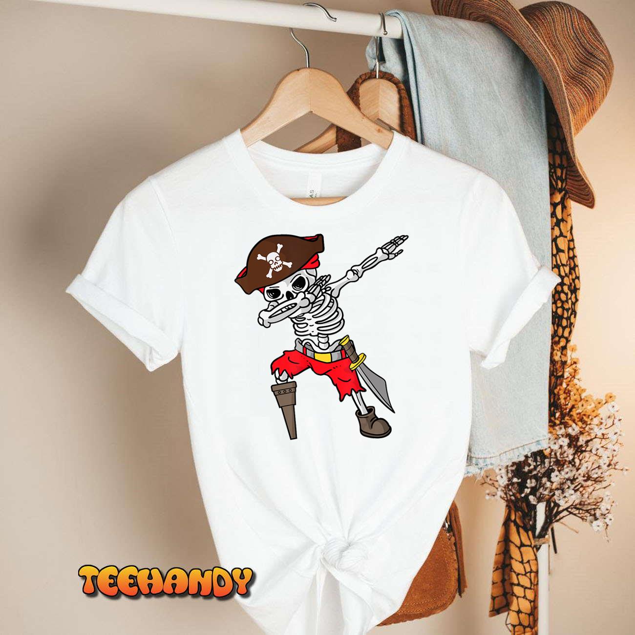 Dabbing Pirate Shirt Skelton Pirate Lovers Kids Boys Funny T-Shirt