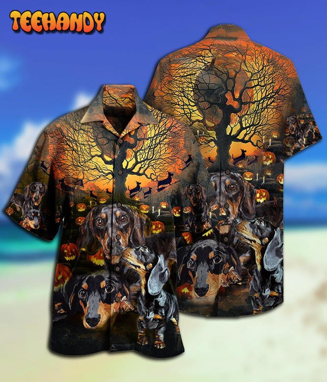 Dachshund Halloween Night Pumpkin Hawaiian Shirt