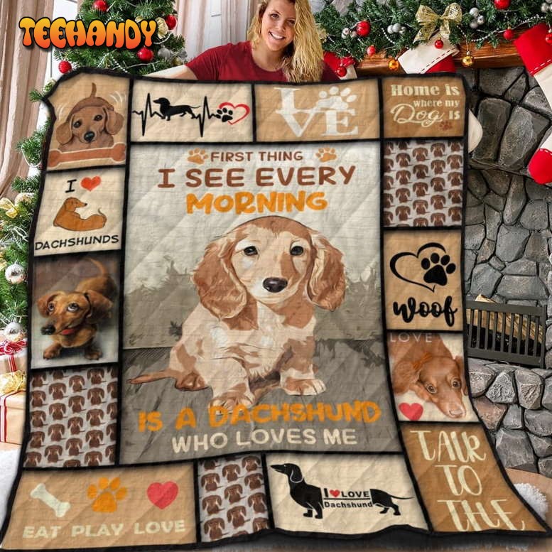 Dachshund Love This Moment 3D Quilt Blanket