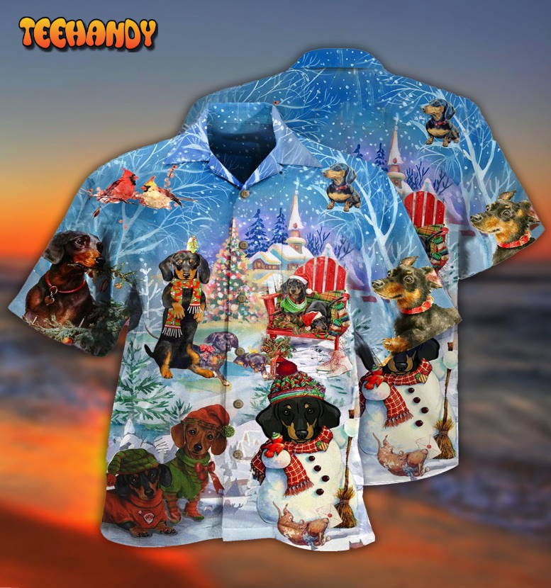 Dachshund Through The Snow Merry Christmas Hawaiian Shirt