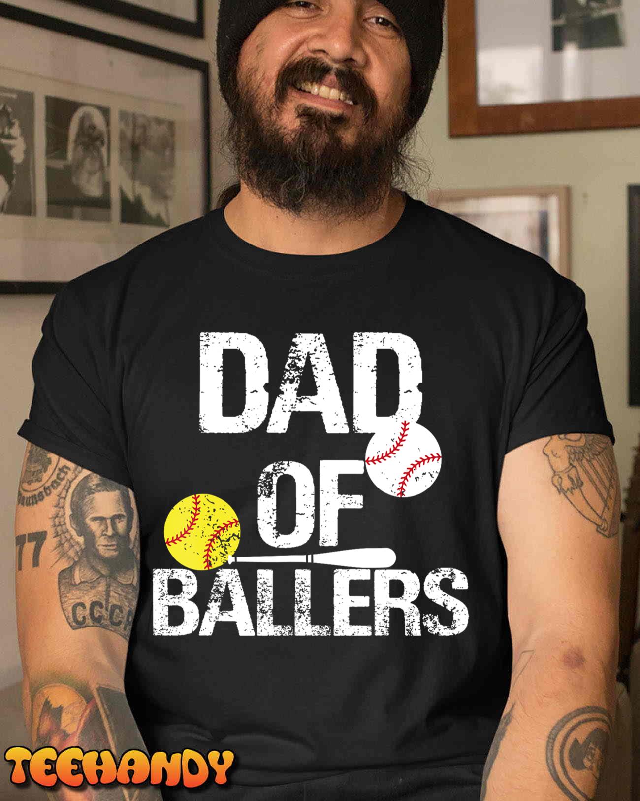 Dad of Ballers Dad of Baseball And Softball Player For Dad T-Shirt