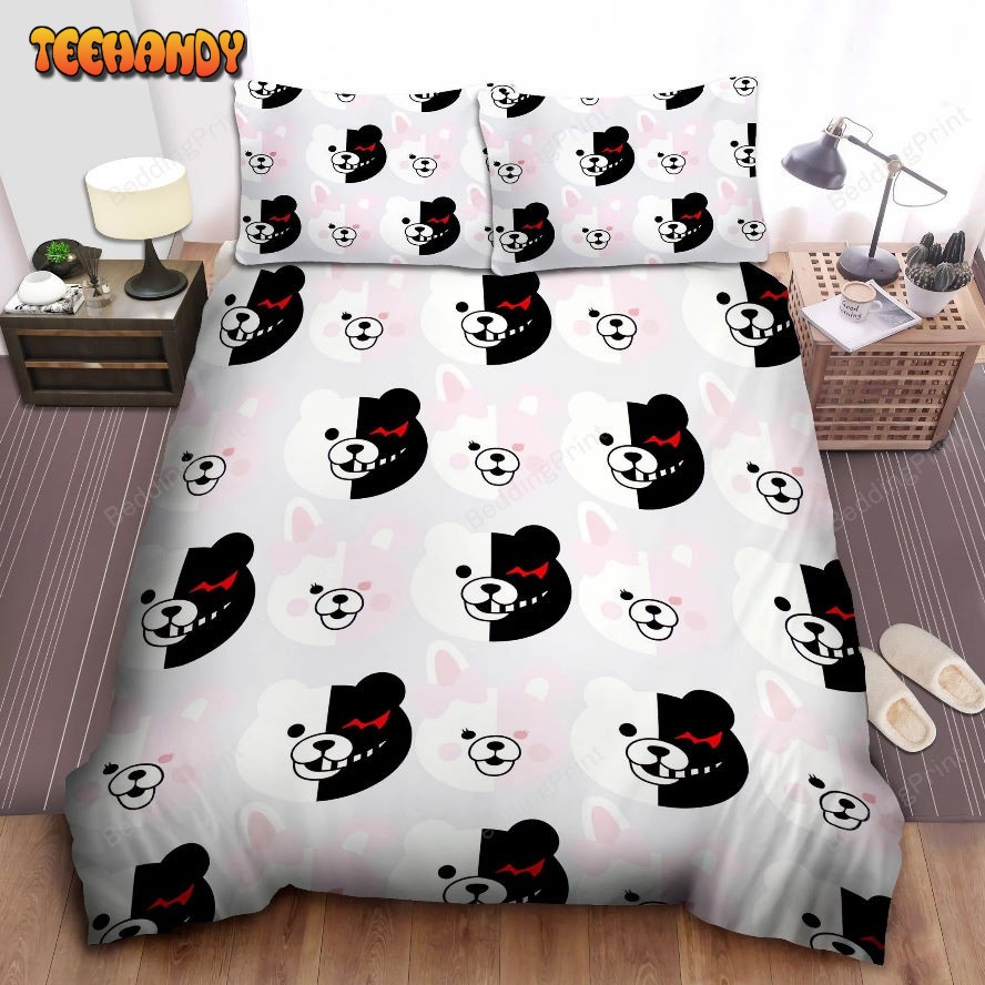 Danganronpa Momokuma And Momomi Cute Heads Pattern Bedding Sets