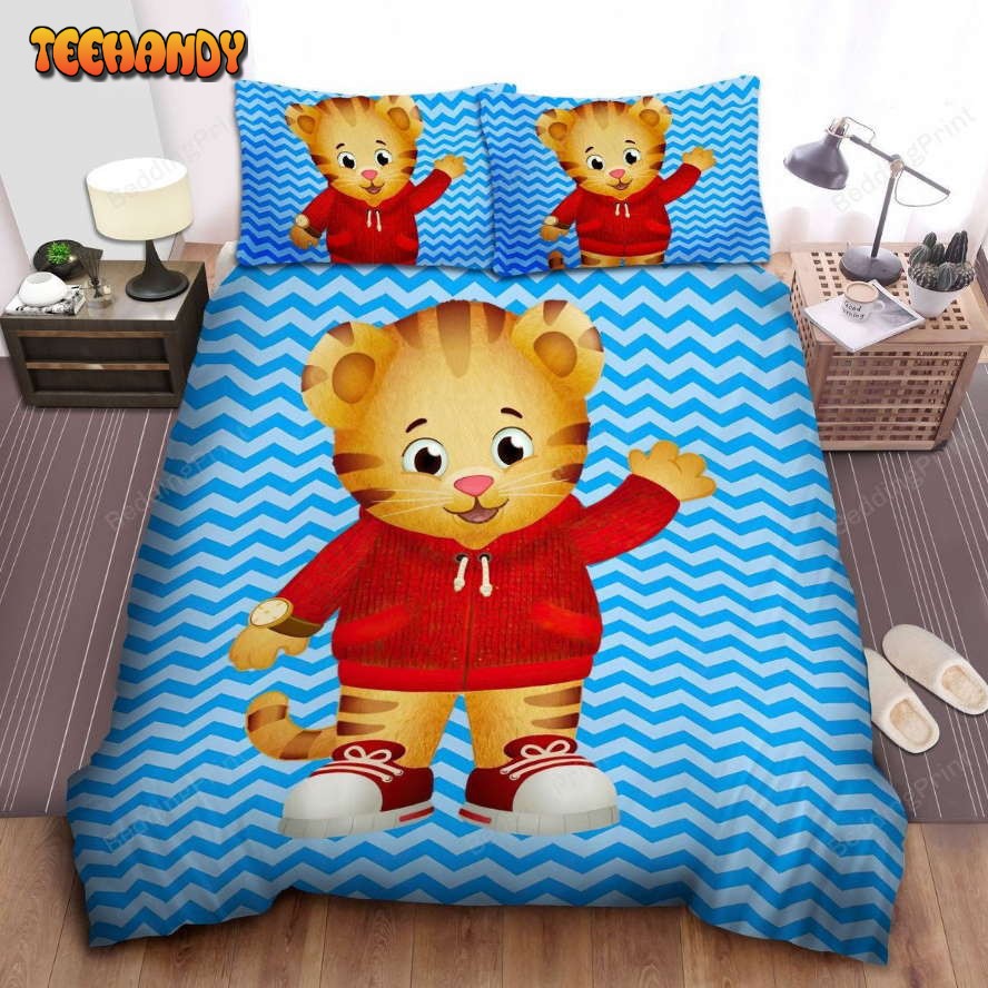 Daniel Tiger In Blue Waves Illustration Bed Sheets Duvet Cover Bedding Sets