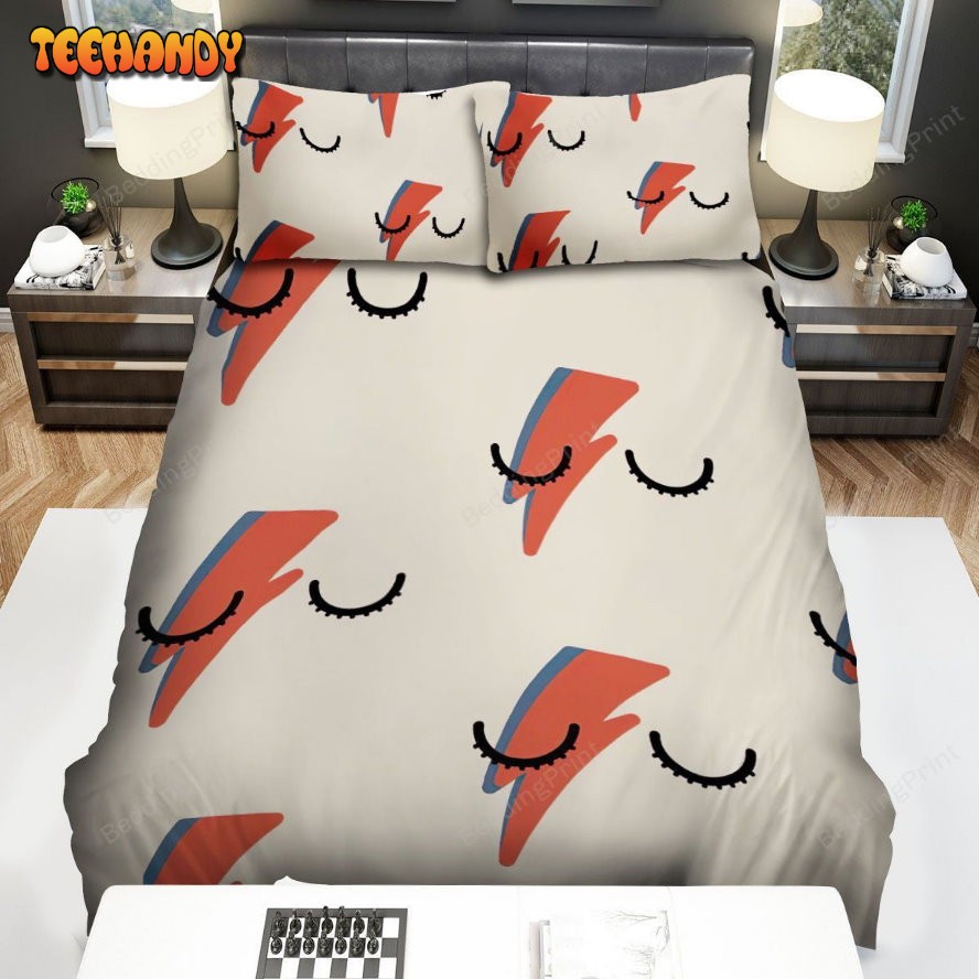 David Bowie Lightning Bolt Pattern Bed Sheets Duvet Cover Bedding Sets