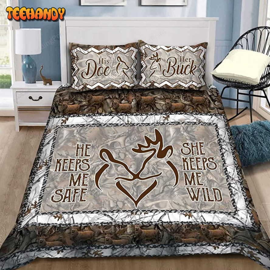 Deer Couple She Keeps Me Wild Duvet Cover Bedding Sets