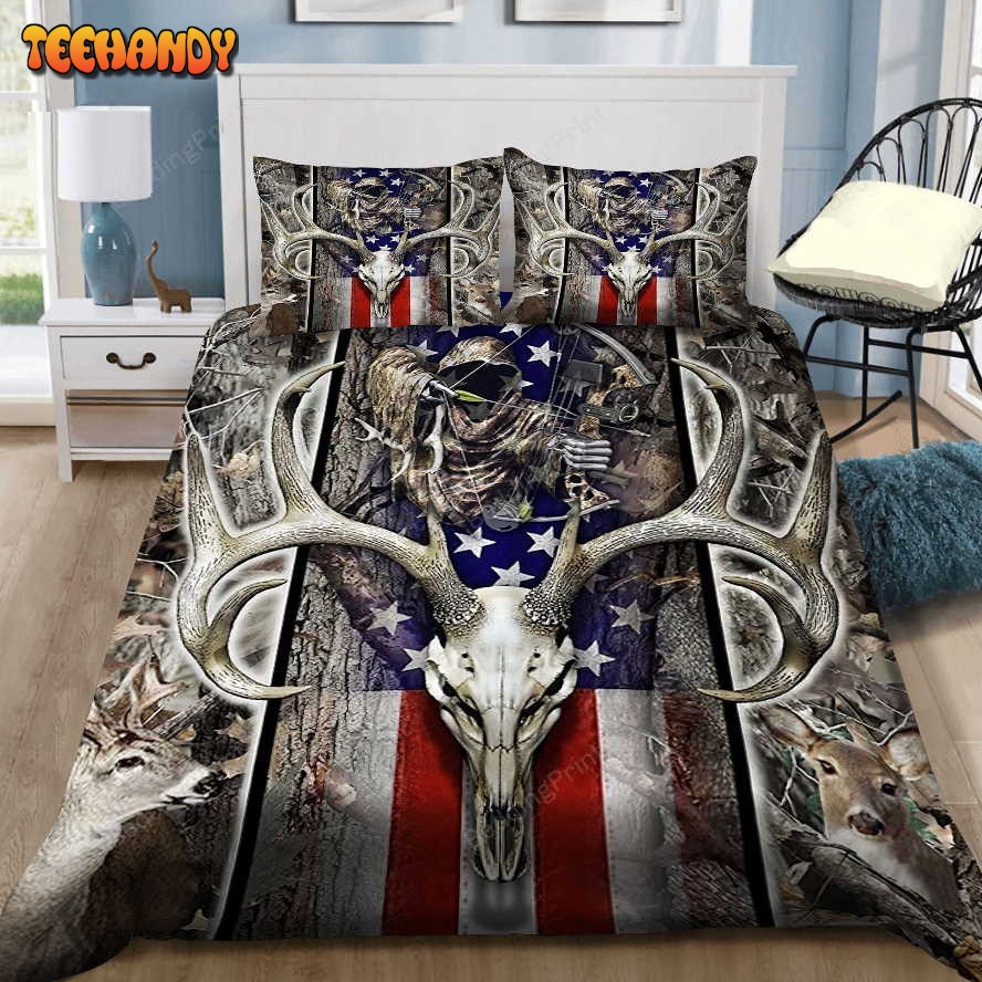 Deer Hunting And American Flag Duvet Cover Bedding Sets