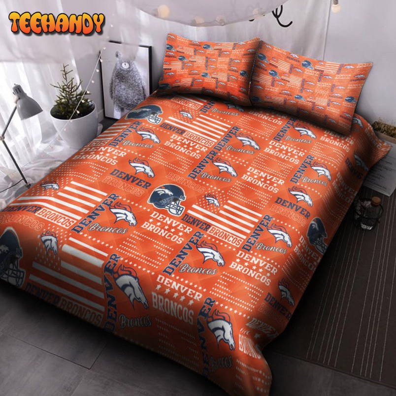 Denver Broncos American Flag Us Football Nfl 3d Duvet Cover Bedding Sets