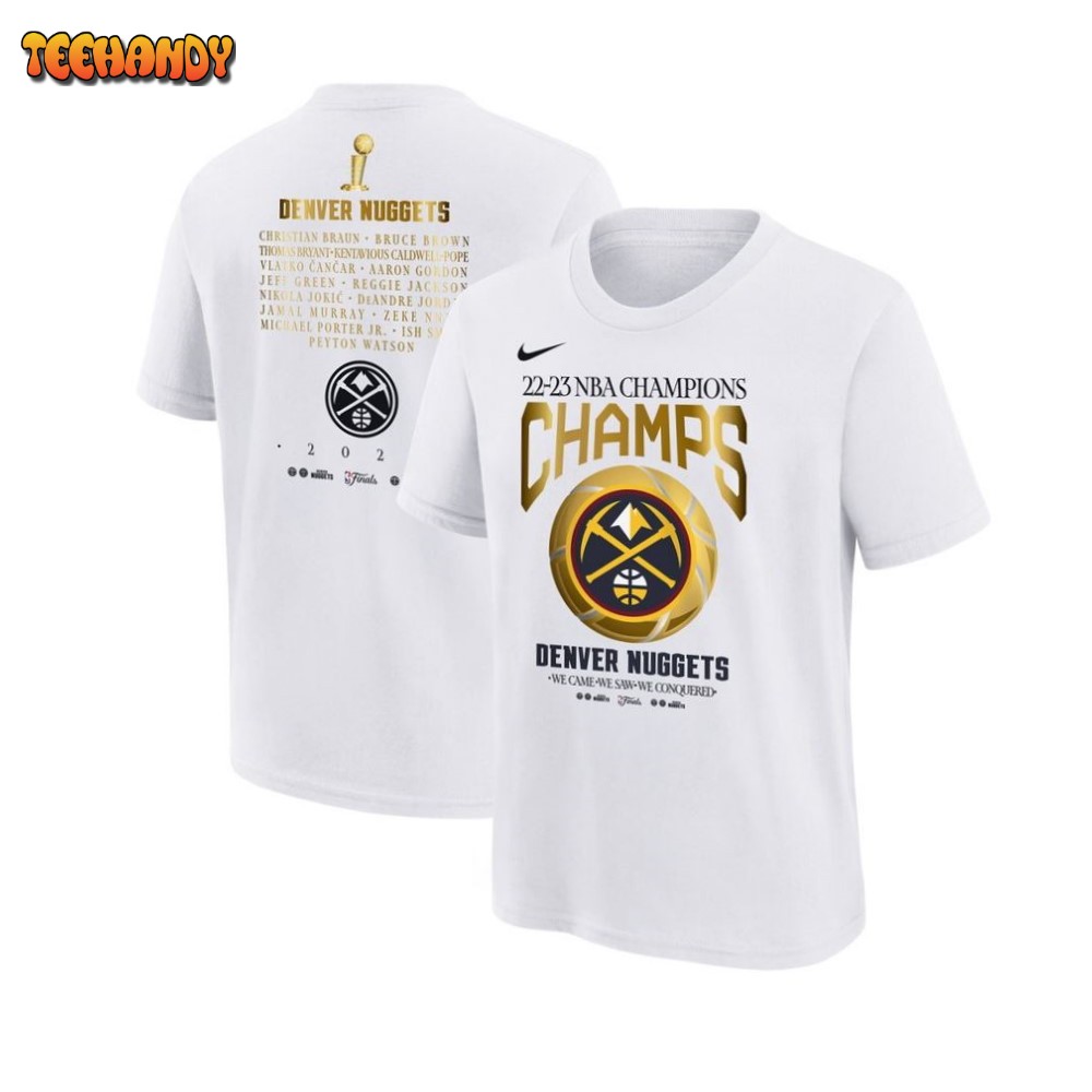 Denver Nuggets Youth 2023 NBA Finals Champions Celebration Roster T-Shirt