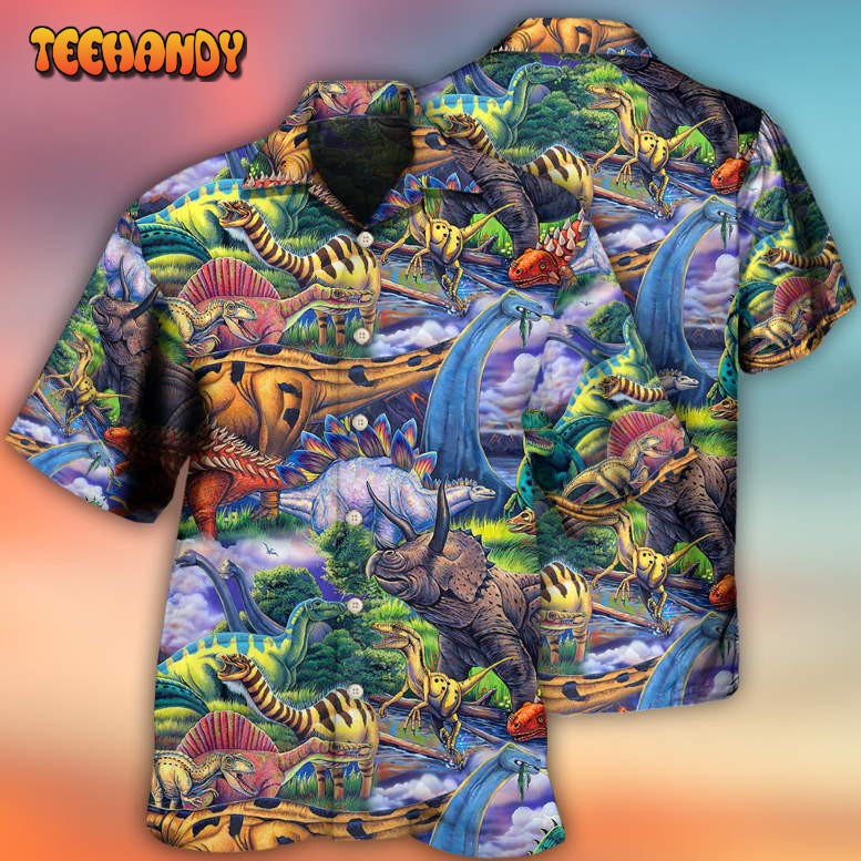 Dinosaur Art Coloful Style Hawaiian Shirt