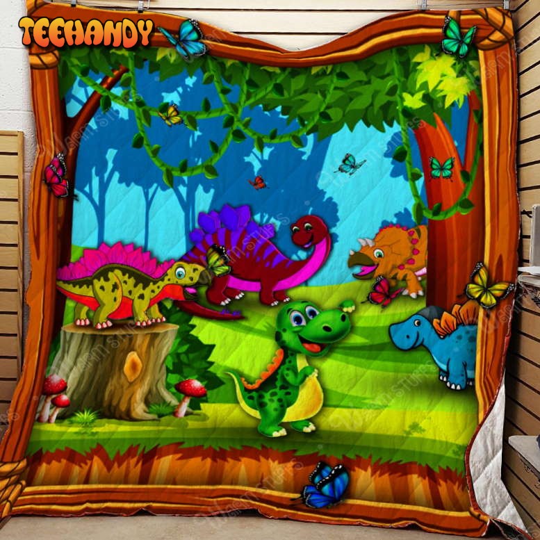 Dinosaur Cartoon 3D Customized Quilt Blanket