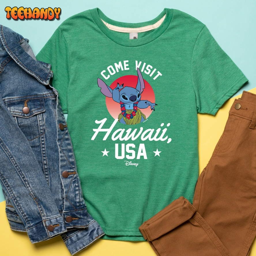 Disney Lilo & Stitch Come Visit Hawaii USA Hula Kid’s T Shirt