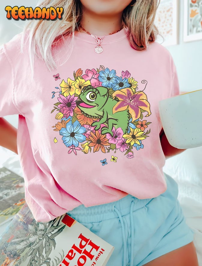 Disney Retro Tangled Rapunzel Pascal Floral Comfort Color Shirt