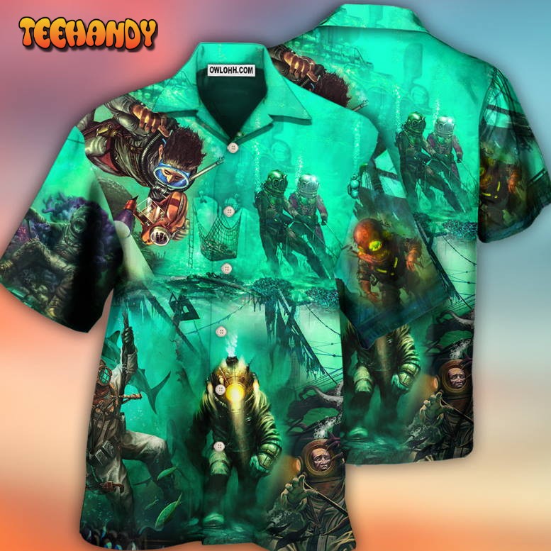 Diving Monster Under The Sea Art Style Hawaiian Shirt