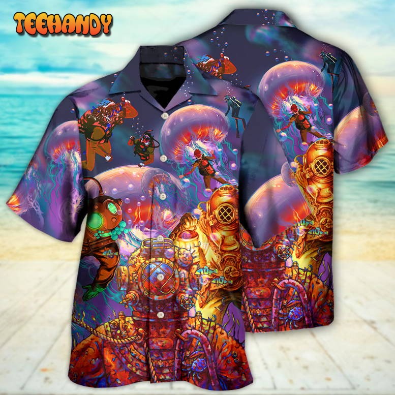 Diving With Big Jellyfishes In Fantasy Under Sea Hawaiian Shirt