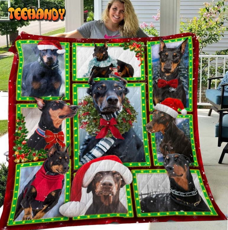 Doberman Christmas 3D Quilt Blanket