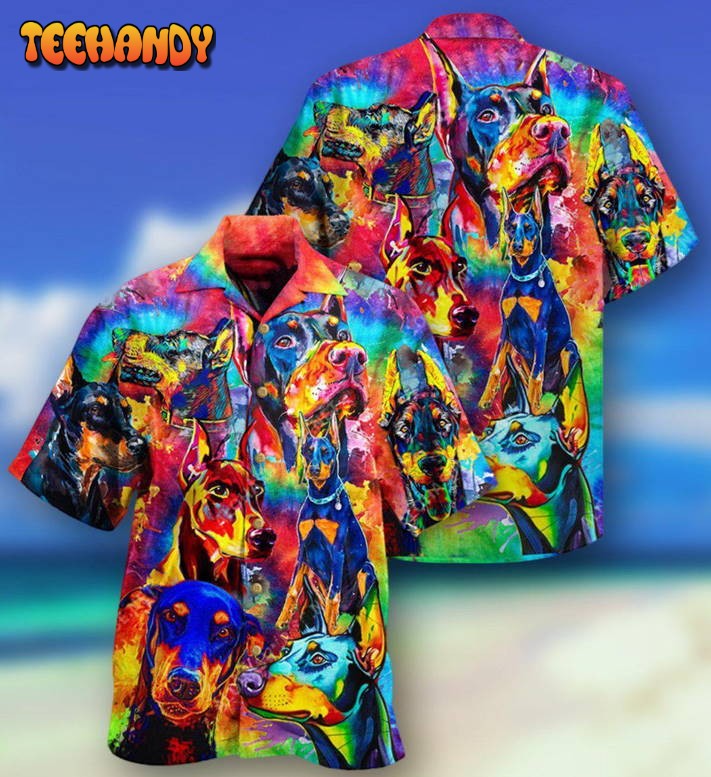 Doberman Dogs Colorful Hawaiian Shirt