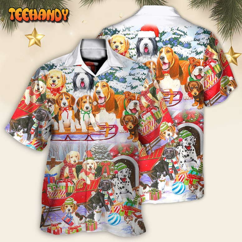 Dog Snowman Christmas Tree Merry Xmas Hawaiian Shirt